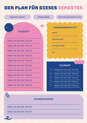 Rosa Lila Blau Unterrichtsplan Semesterplan