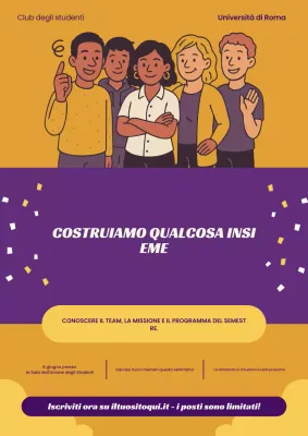 Manifesto illustrato verde e blu per il reclutamento degli studenti universitari