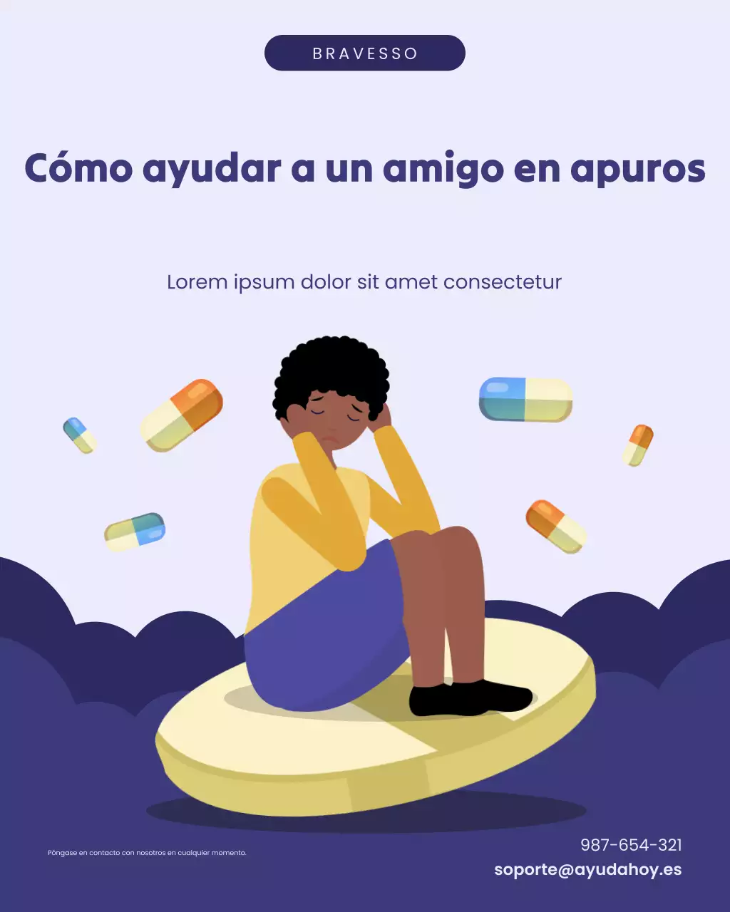 Publicación ilustrativa en negrita azul de Instagram sobre concientización sobre el abuso de sustancias