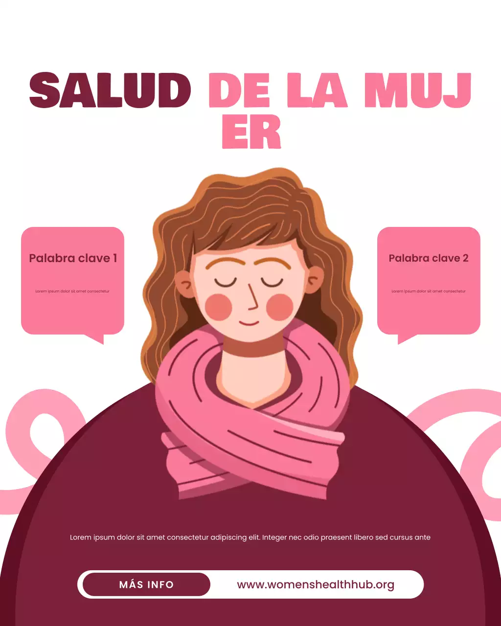Publicación ilustrativa en blanco y rosa de salud femenina en Instagram