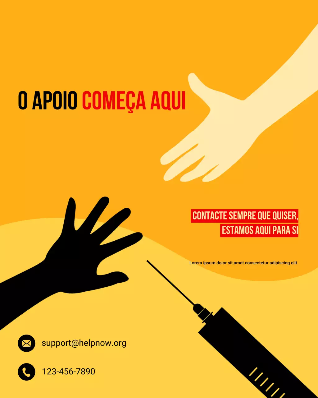 Postagem de ajuda no Instagram sobre abuso de substâncias em laranja e marrom