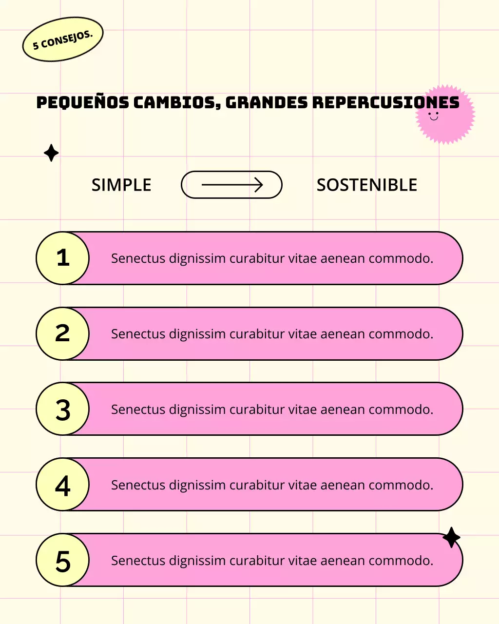 Publicación de Instagram sobre bienestar laboral y personal en rosa y amarillo