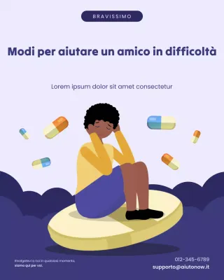 Post Instagram illustrativo e in grassetto blu sulla sensibilizzazione all'abuso di sostanze