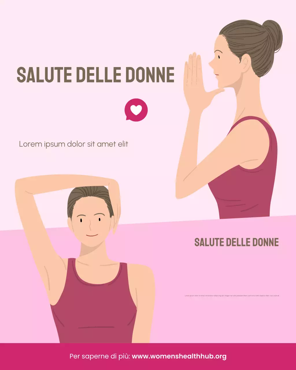 Post Instagram sulla salute delle donne con illustrazione rosa
