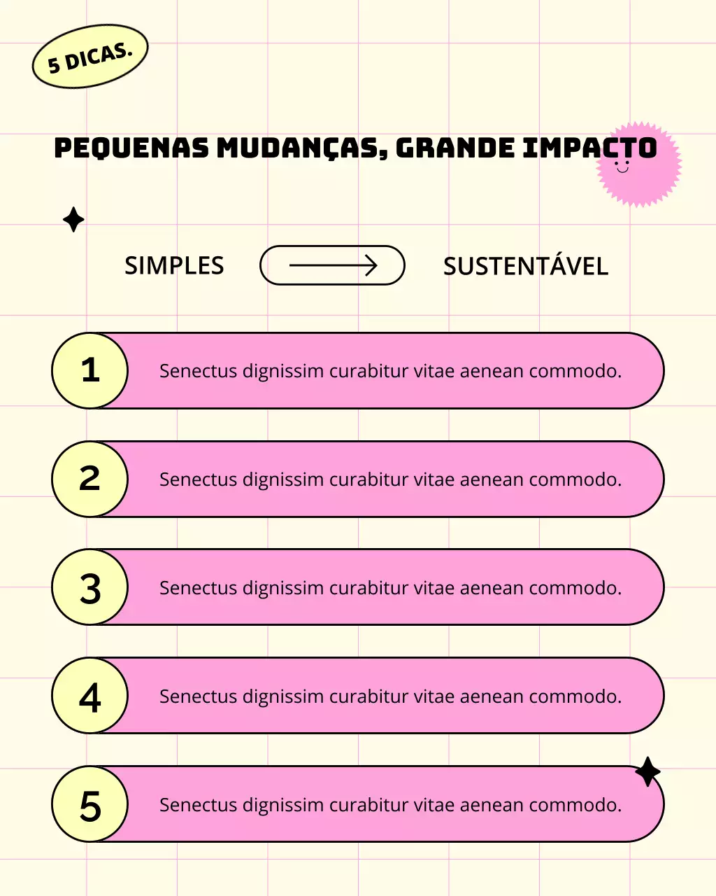 Postagem rosa e amarela sobre bem-estar profissional e pessoal no Instagram