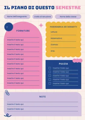 Programma della classe Rosa Viola Blu Piano del semestre