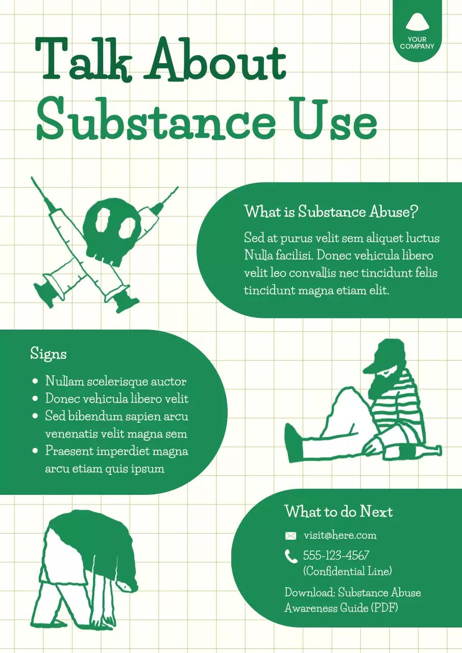 Green Modern Substance Abuse Awareness Information Poster
