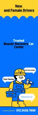 Promoção de centro automotivo pop art azul e amarelo