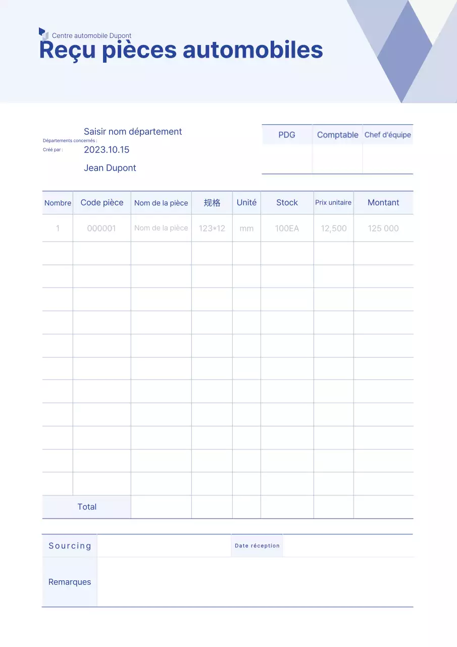Document de gestion de base bleu