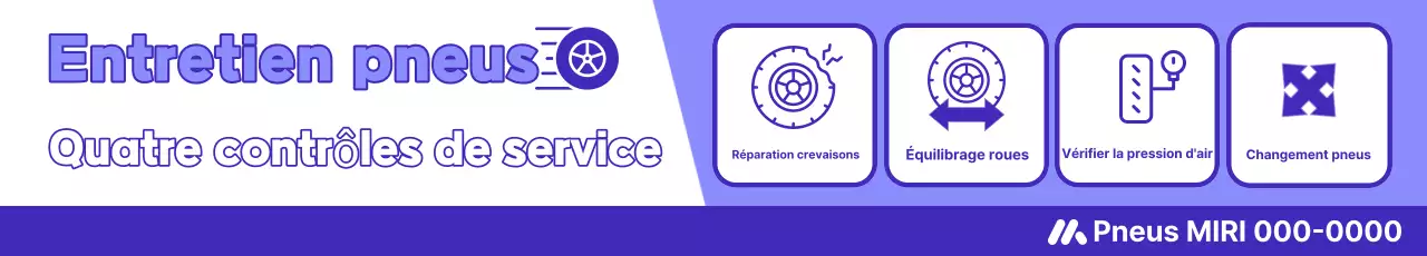Promotion d'un service d'inspection de pneus violet et blanc simple