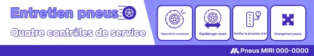 Promotion d'un service d'inspection de pneus violet et blanc simple