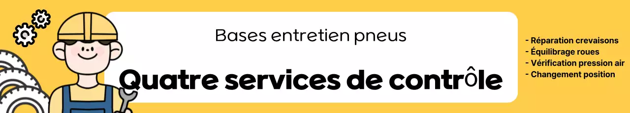 Promotion du service d'inspection des pneus pop art jaune et blanc