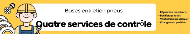 Promotion du service d'inspection des pneus pop art jaune et blanc