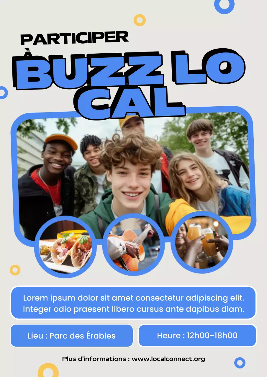 Affiche d'annonce de l'événement communautaire Blue Modern