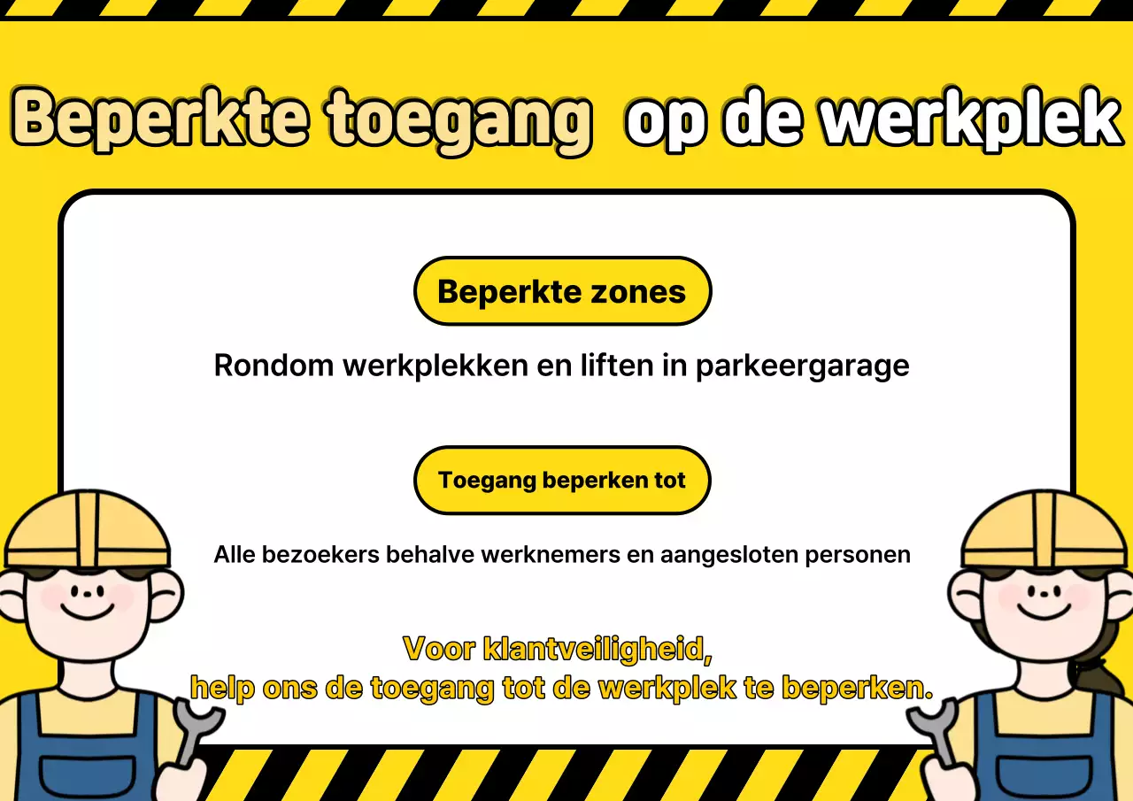 Kennisgeving van beperkte toegang tot de geel-zwarte pop-artworkshop