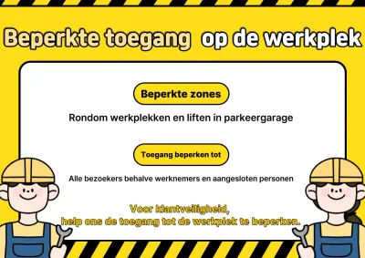 Kennisgeving van beperkte toegang tot de geel-zwarte pop-artworkshop