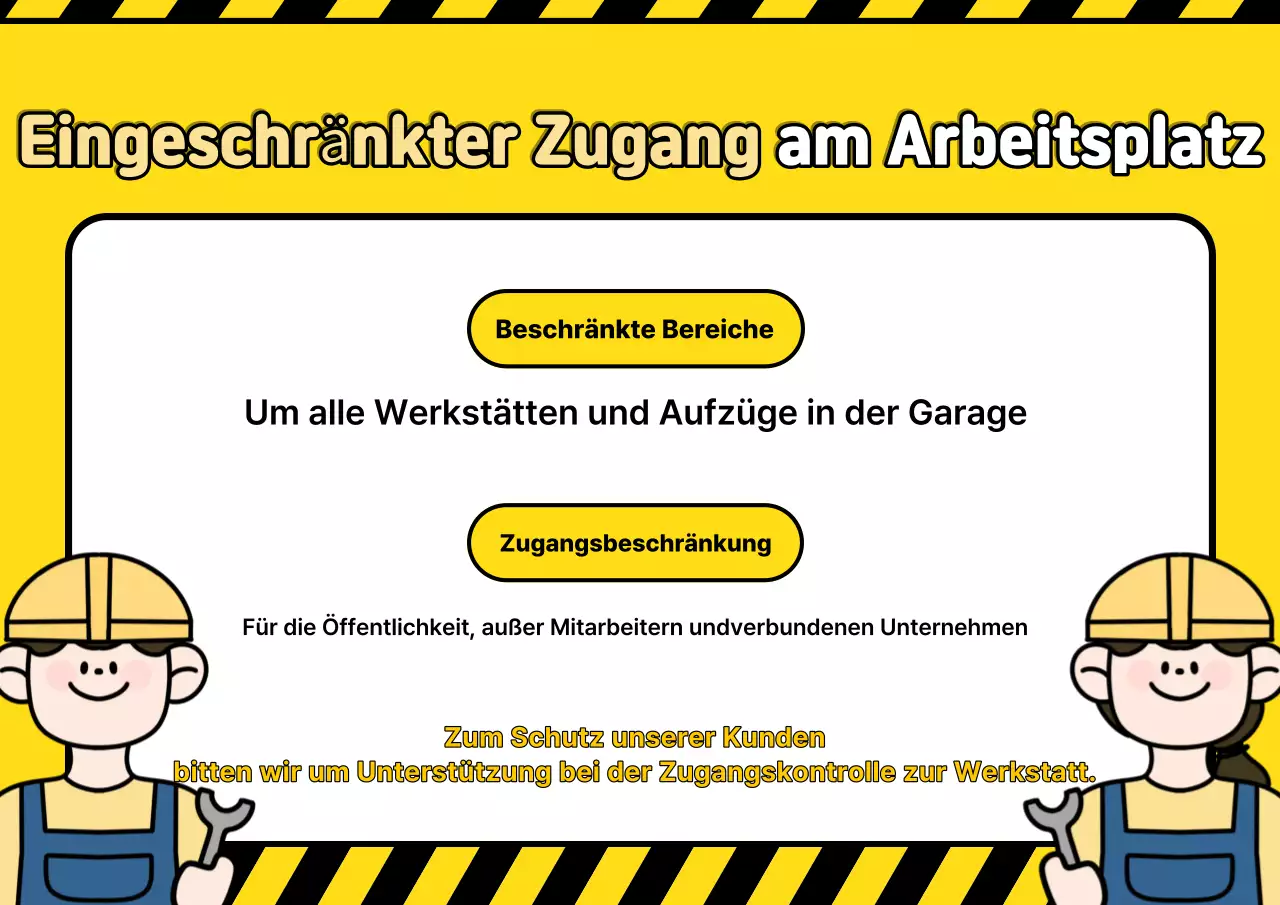 Hinweis zum eingeschränkten Zutritt zum gelb-schwarzen Pop-Art-Workshop