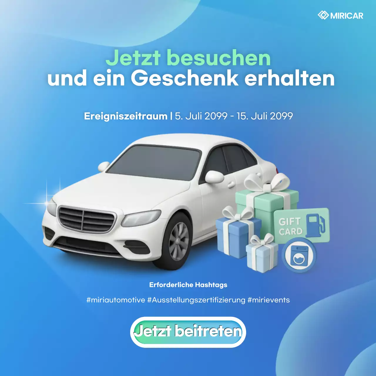 Himmelblaues Event für moderne Autos