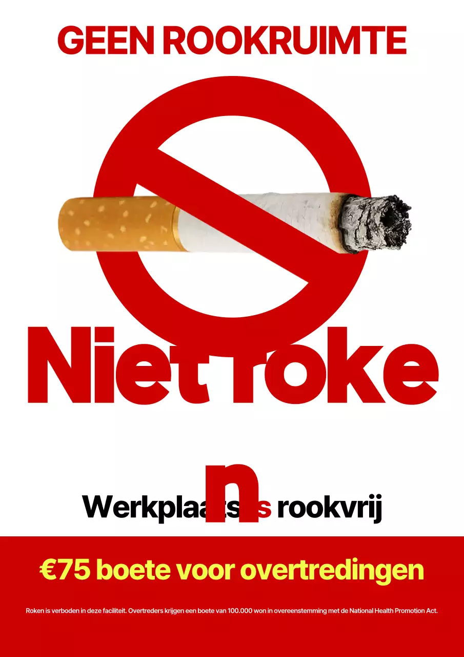 Rood-witte schone onderhoudswinkel, geen rookruimte, kennisgeving