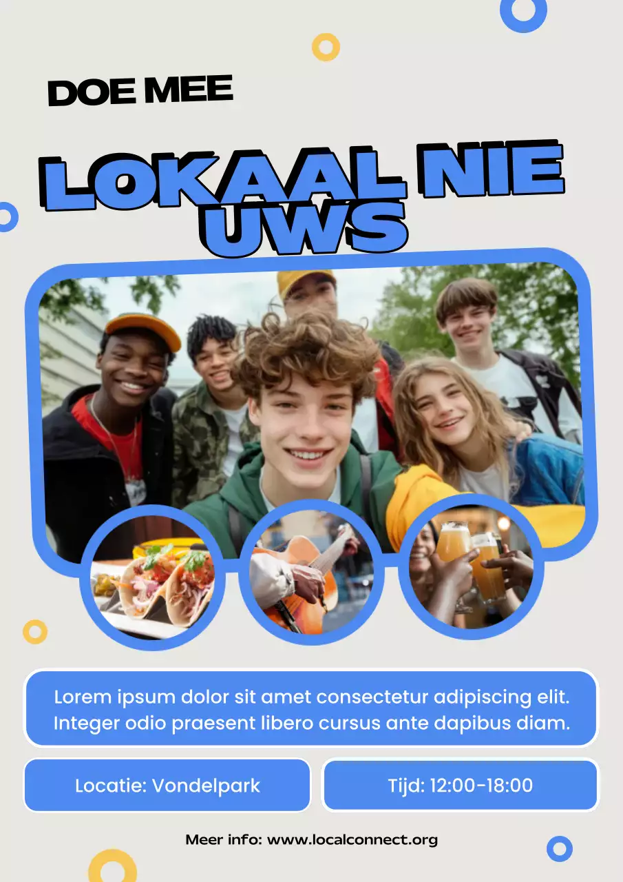 Poster voor aankondiging van Blue Modern Community-evenement