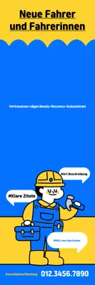 Blaue und gelbe Pop-Art-Werbung für Autozentren