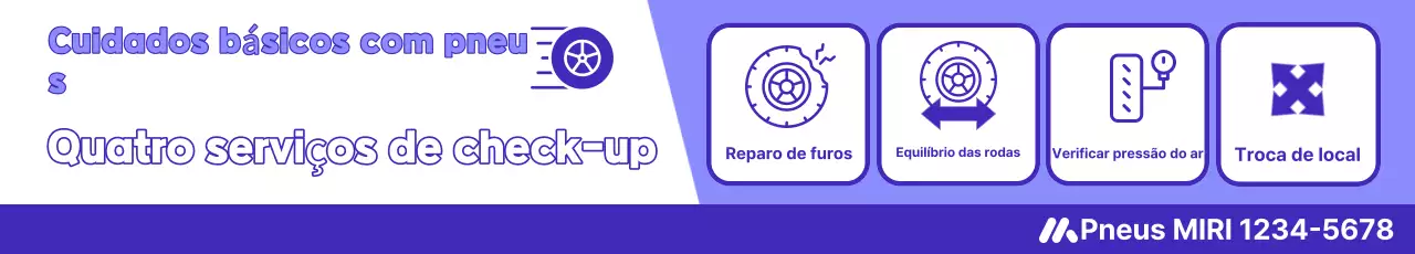 Promoção de serviço de inspeção de pneus roxos e brancos simples