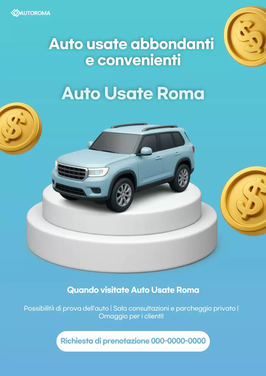 Pubblicità di auto usata moderna blu cielo