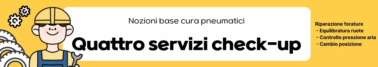 Promozione del servizio di ispezione dei pneumatici pop art gialla e bianca