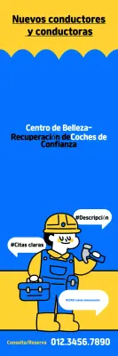 Promoción de centro de coches de arte pop azul y amarillo