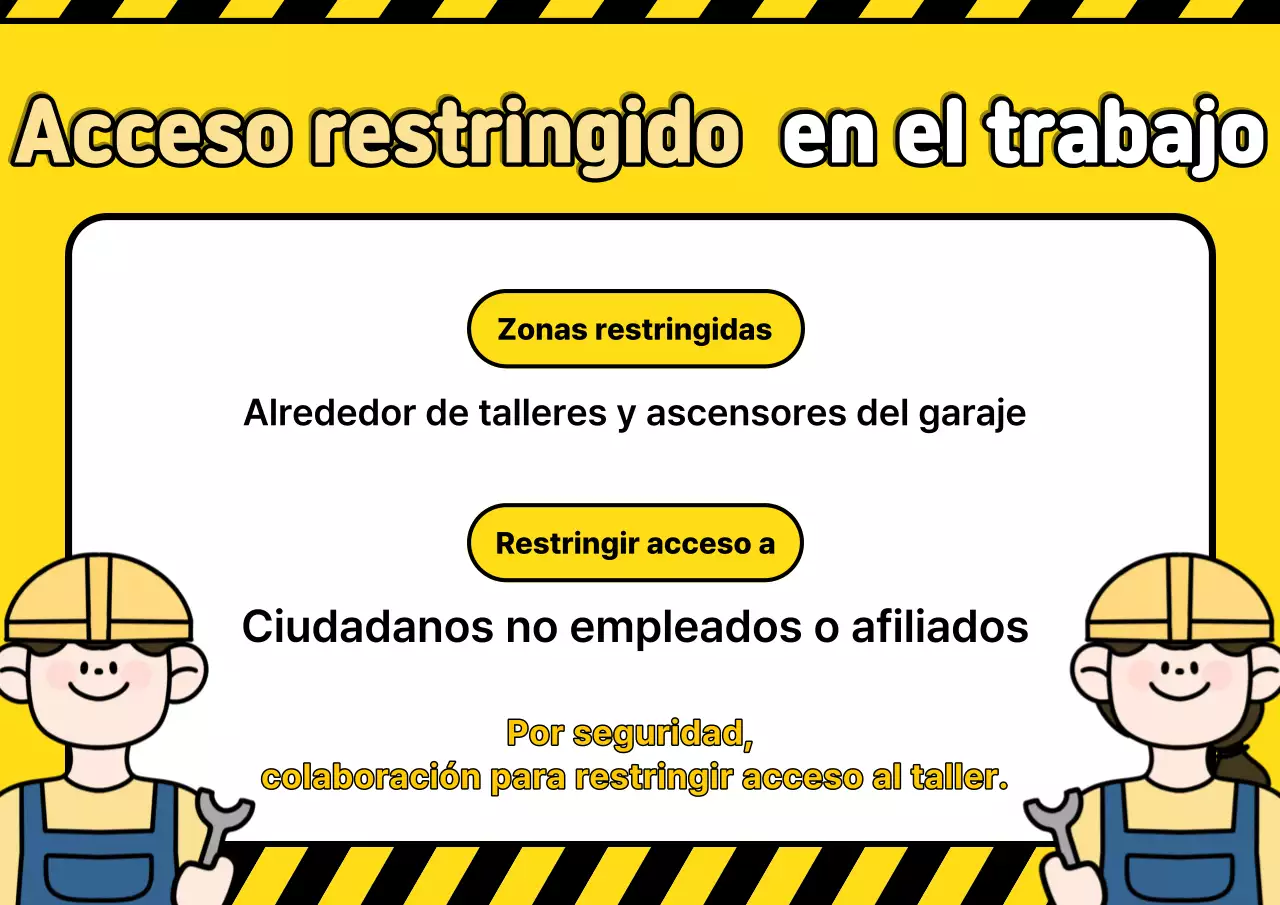 Aviso de entrada restringida al taller de arte pop amarillo y negro