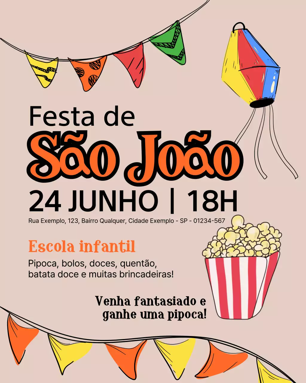 Convite para festival tradicional bege no Instagram