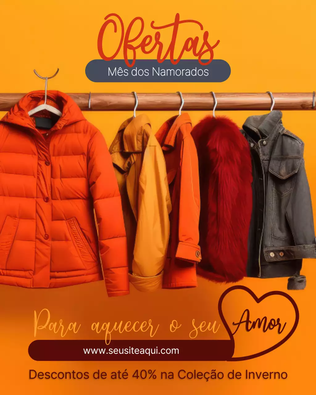 Publicação de promoção de inverno na moda laranja no Instagram