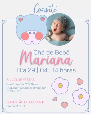 Convite fofo para bebê rosa no Instagram