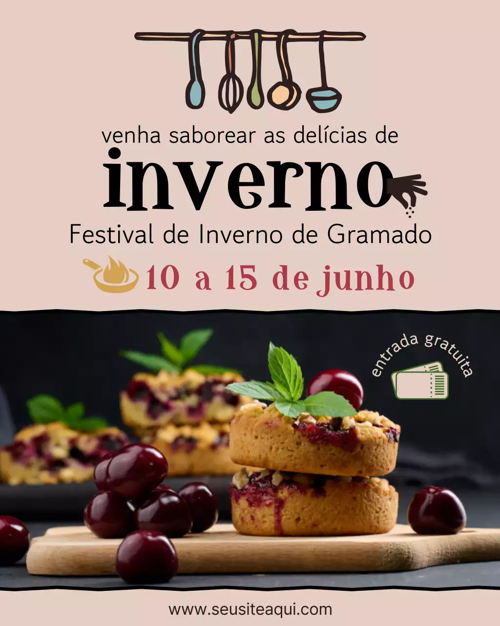 Postagem de promoção do festival rústico bege no Instagram