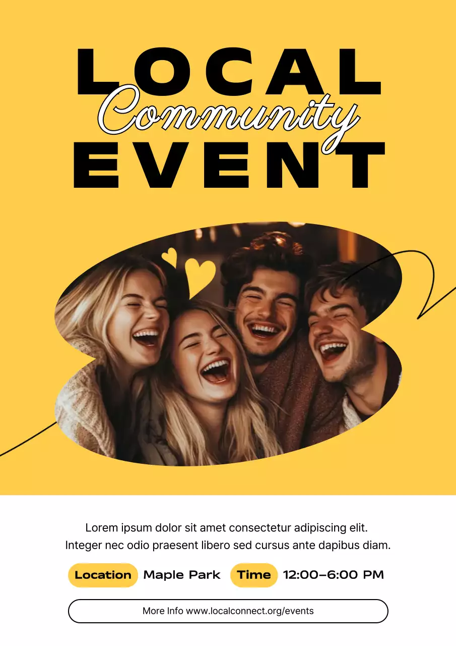 Yellow Trendy Community Event Announcement Poster