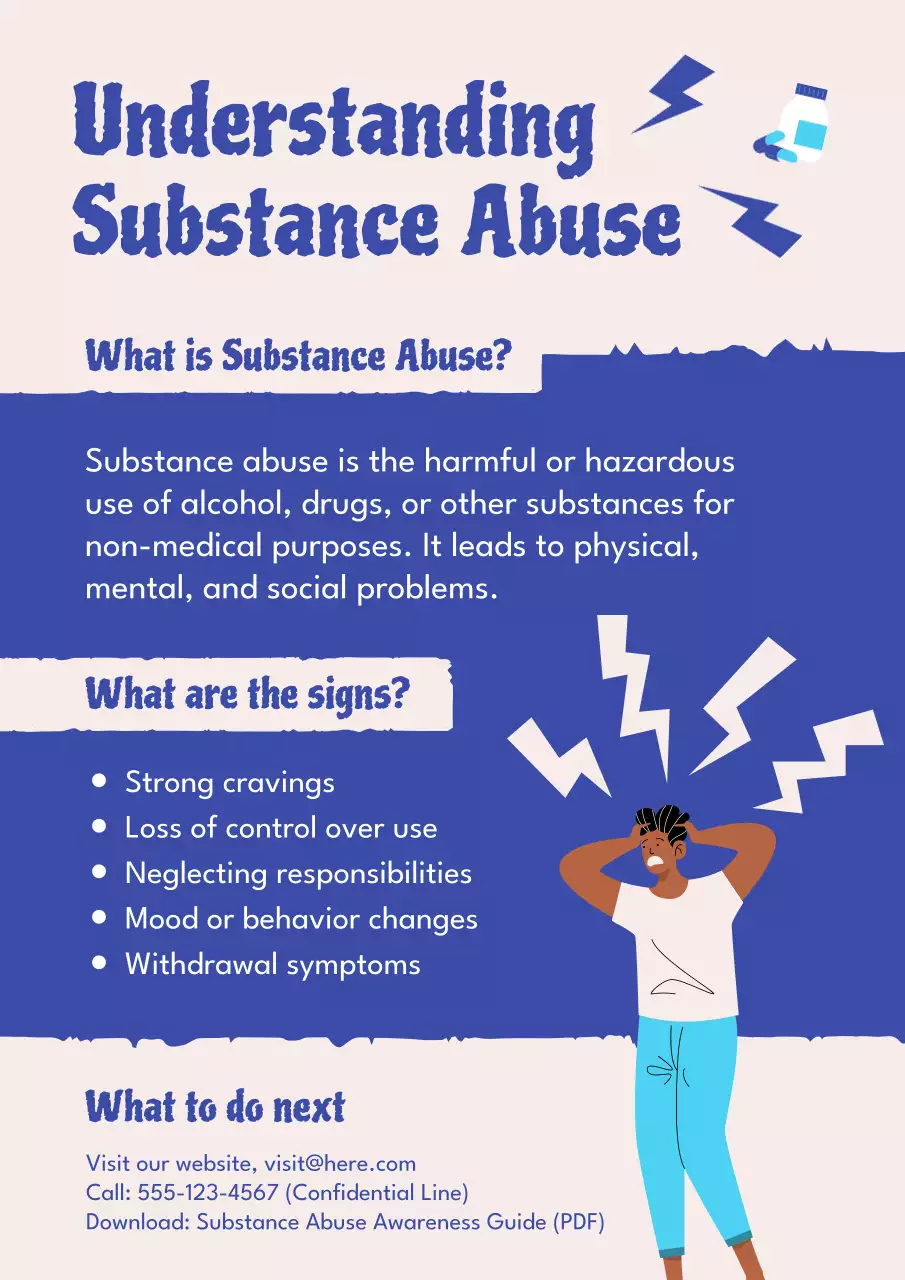 Red Modern Substance Awareness Guide Poster