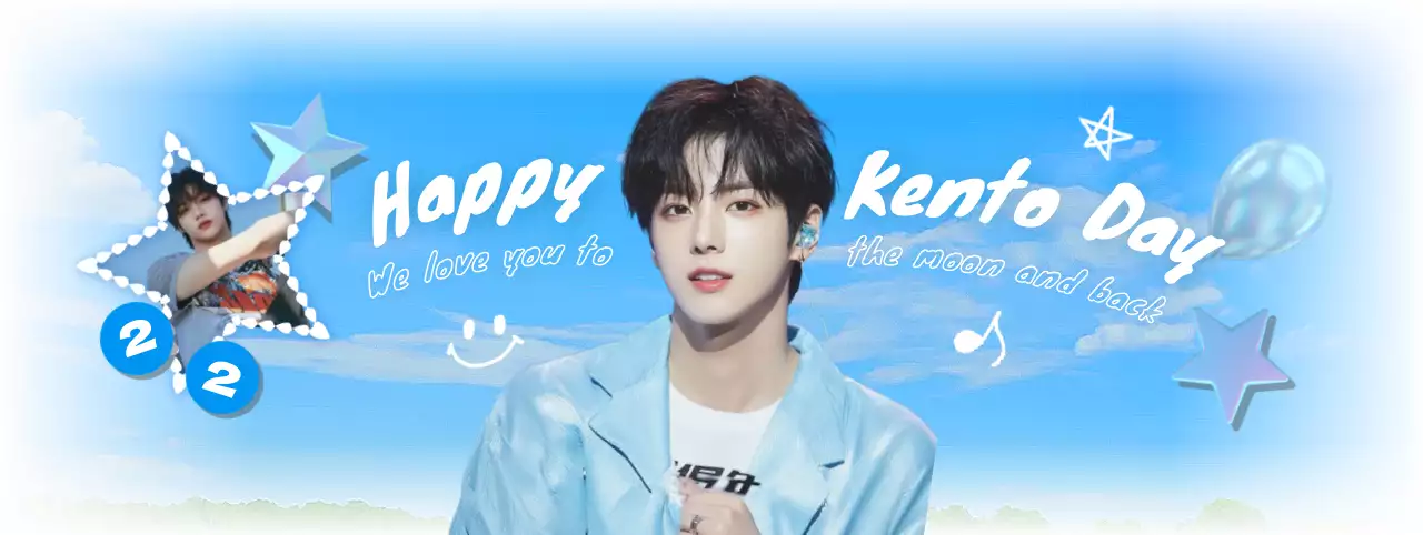 青 オシャレ セレブレーション ポスター アイドル誕生日カフェ