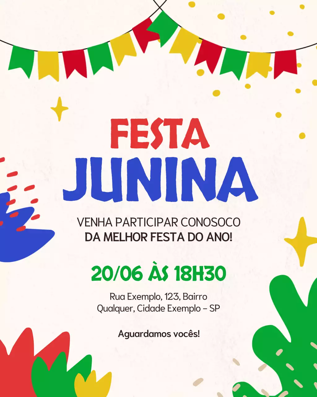 Convite colorido para festival tradicional no Instagram