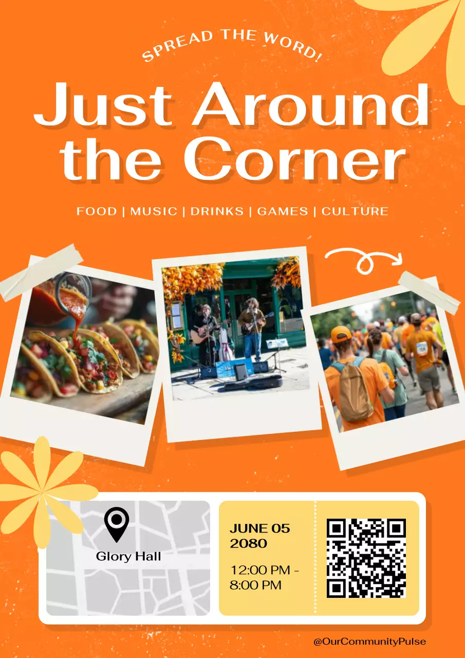 Orange And Yellow Modern Local Community Event Announcement