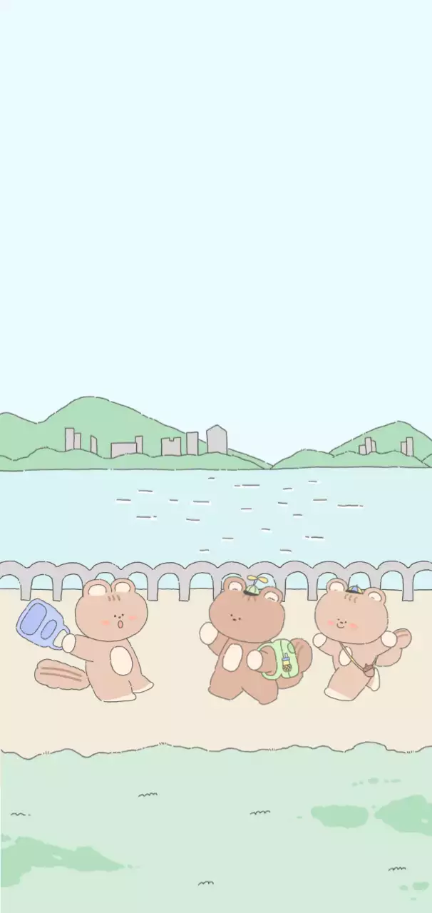 水色 かわいい 動物 ポスター