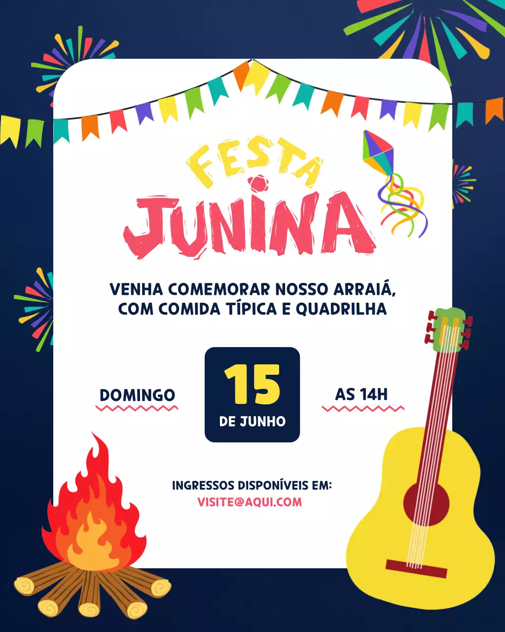Postagem colorida do Instagram sobre o festival tradicional brasileiro