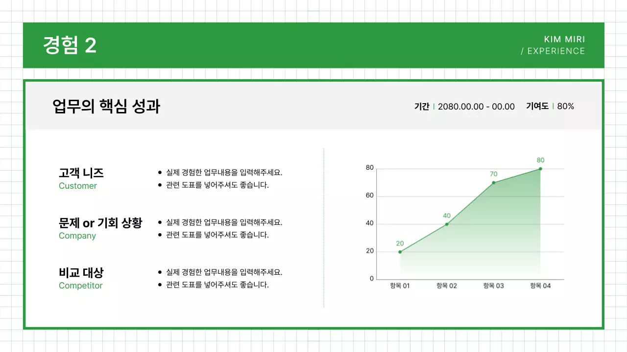 초록 깔끔 포트폴리오 명함