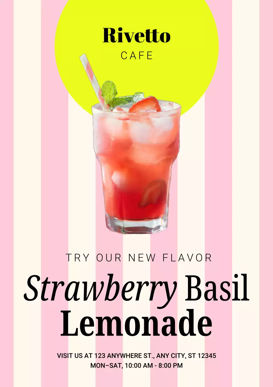Pink and Neon Retro Seasonal Beverage Promotion Poster