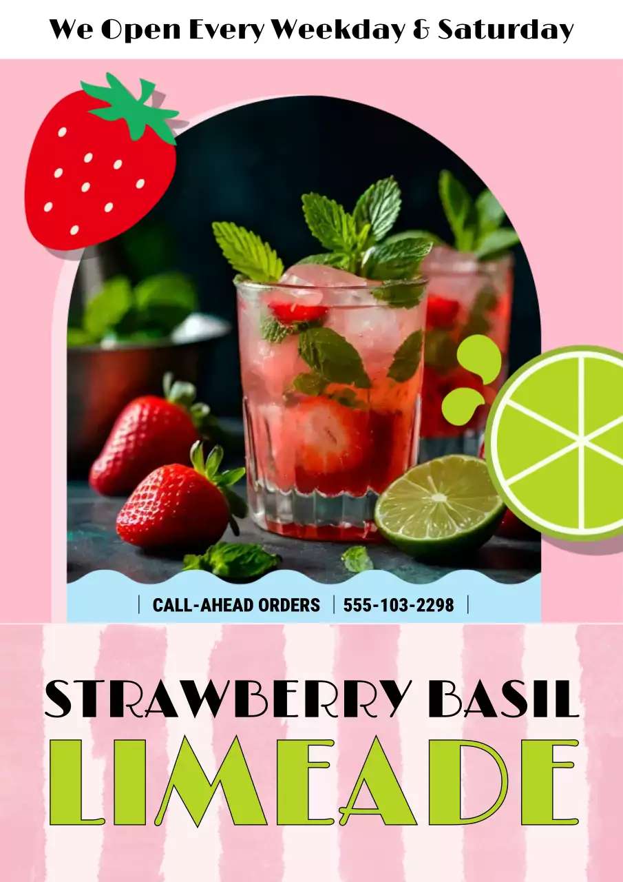 Pink and Lime Green Seasonal Beverage Promotion Poster