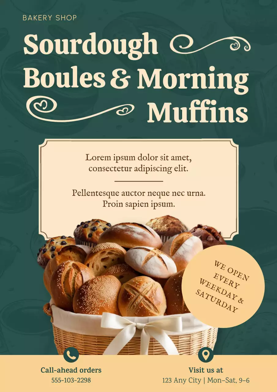 Green and Yellow Vintage Bakery Promotion Poster