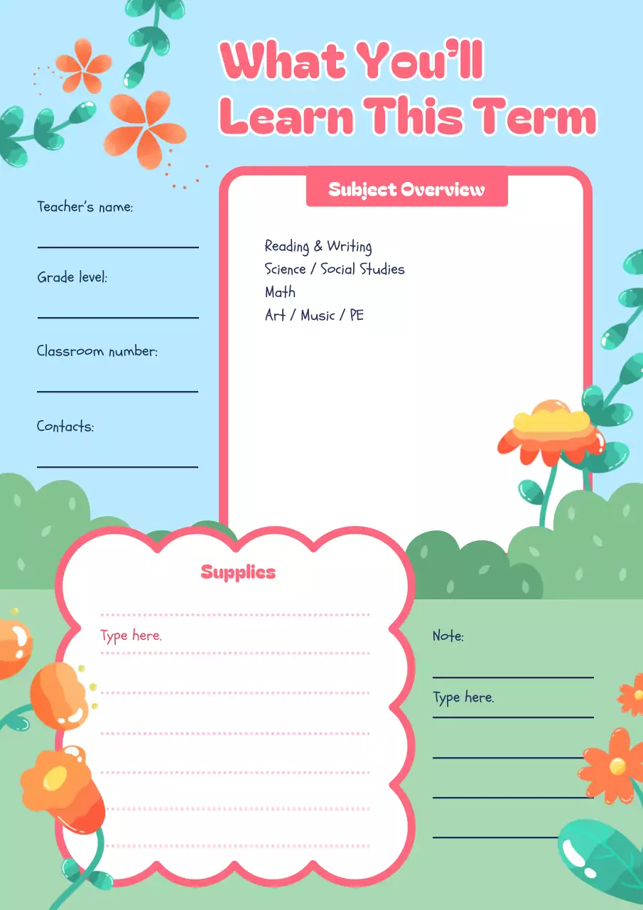 Pastel Playful School Planner Poster