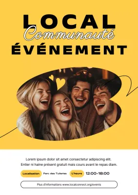 Affiche d'annonce d'événement communautaire tendance jaune