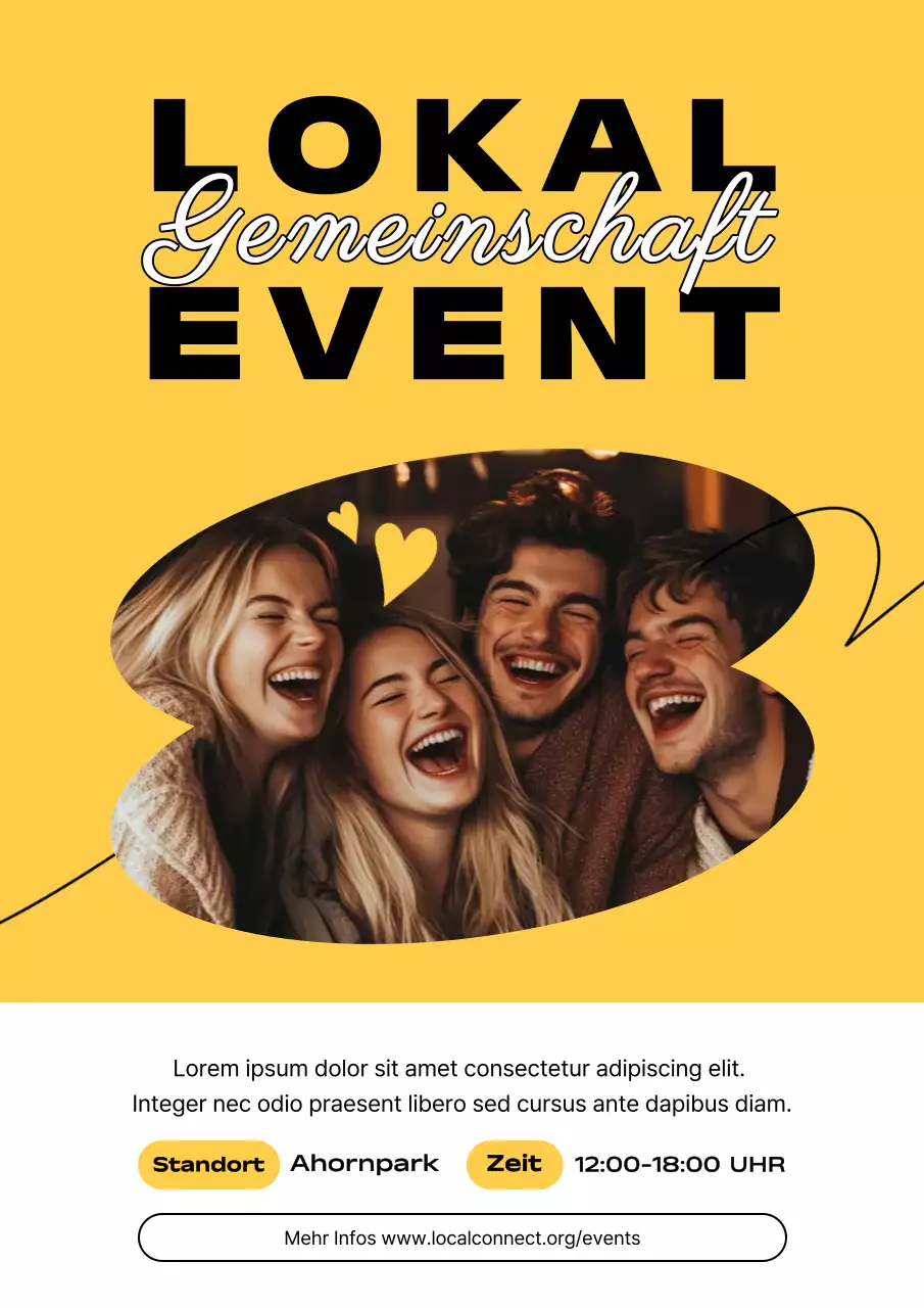 Gelbes, trendiges Community-Event-Ankündigungsplakat