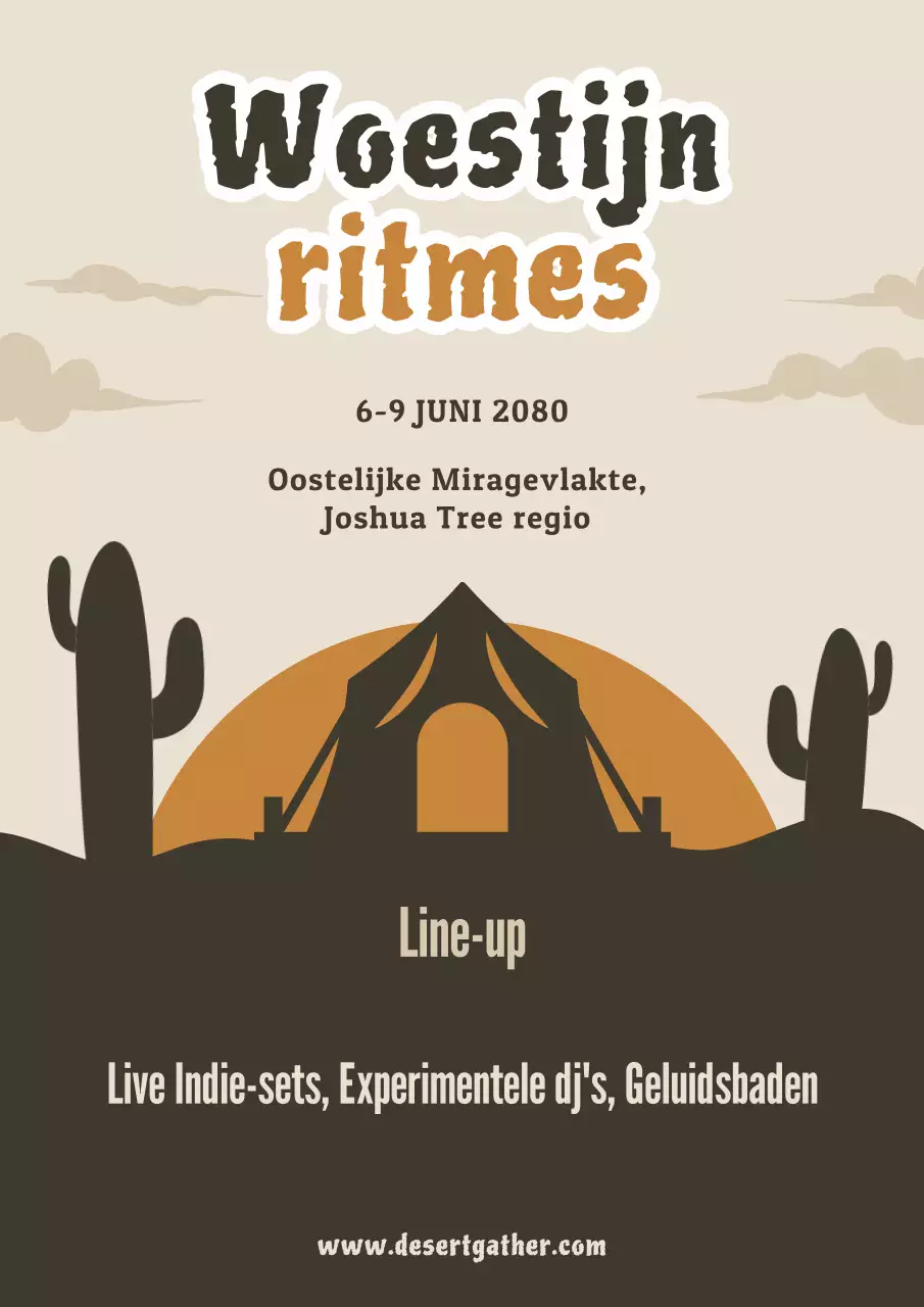 Poster voor aankondiging van Brown Retro Music-evenement