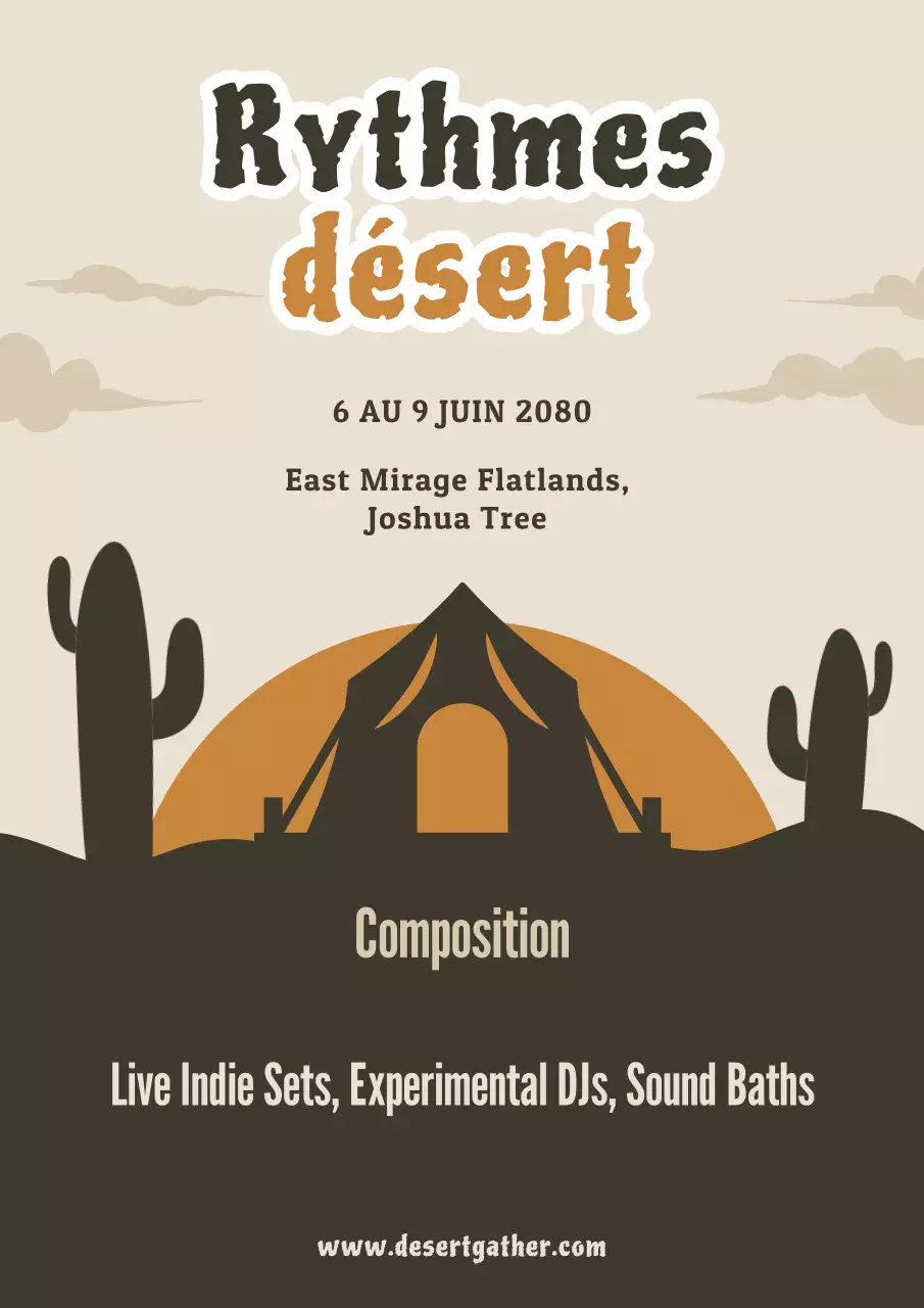 Affiche d'annonce d'événement musical rétro marron